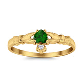 Claddagh Heart Promise Ring Simulated Cubic Zirconia 925 Sterling Silver
