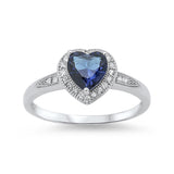 Halo Promise Ring 925 Sterling Silver Round CZ Choose Color - Blue Apple Jewelry