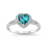 Halo Promise Ring 925 Sterling Silver Round CZ Choose Color - Blue Apple Jewelry