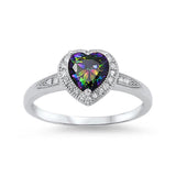 Halo Promise Ring 925 Sterling Silver Round CZ Choose Color - Blue Apple Jewelry