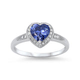 Halo Promise Ring 925 Sterling Silver Round CZ Choose Color - Blue Apple Jewelry