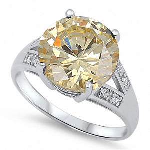 Cocktail Ring Round Simulated CZ 925 Sterling Silver