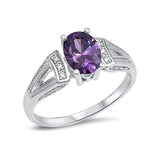 Wedding Engagement Ring Oval Round Cubic Zirconia 925 Sterling Silver Choose Color Split Shank