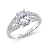 Wedding Engagement Ring Oval Round Cubic Zirconia 925 Sterling Silver Choose Color Split Shank