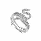 Snake Ring Round Cubic Zirconia 925 Sterling Silver Choose color