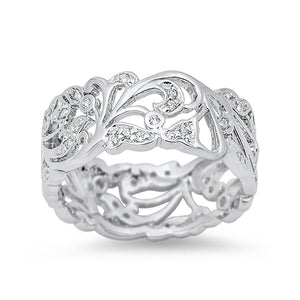 10mm Fashion Band 925 Sterling Silver Round CZ Choose Color - Blue Apple Jewelry