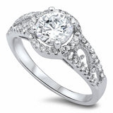Filigree Engagement Ring Round Cubic Zirconia 925 Sterling Silver Choose Color
