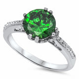 Solitaire Accent Engagement Ring Simulated Emerald 925 Sterling Silver Choose Color