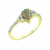 Teardrop Engagement Ring Pear Lab Opal  925 Sterling Silver Choose Color