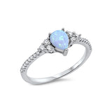 Teardrop Engagement Ring 925 Sterling Silver Round CZ Choose Color