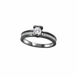 Half Bezel Solitaire Accent Dazzling Engagement Ring Round Simulated CZ 925 Sterling Silver