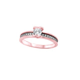 Half Bezel Solitaire Accent Dazzling Engagement Ring Round Simulated CZ 925 Sterling Silver