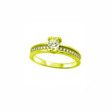 Half Bezel Solitaire Accent Dazzling Engagement Ring Round Simulated CZ 925 Sterling Silver