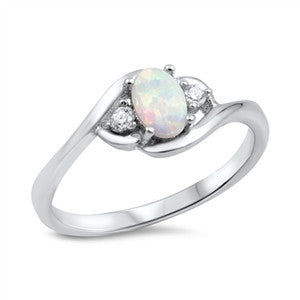 Custom Order for  Fredrica Brister Oval Cut Opal Ring Solid 925 Sterling Silver Lab Created White Australian Opal Round Russian Clear Diamond CZ Wedding Engagement Ring Changing Metal Color to Yellow Gold Plated Size 8 - Blue Apple Jewelry