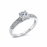 Antique Vintage Style Engagement Ring Solitaire Accent Round Cubic Zirconia 925 Sterling Silver Choose Color