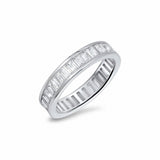 5mm Full Eternity Baguette Band Ring 925 Sterling Silver Choose Color