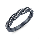 Art Deco Half Eternity Twisted Band Ring Round 925 Sterling Silver