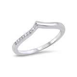 Half Eternity Stackable Chevron Midi Ring Round 925 Sterling Silver