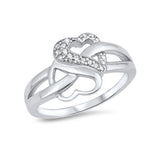 Crisscross Promise Ring Round Shape Cubic Zirconia 925 Sterling Silver
