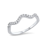 Wave Design Half Eternity Band Ring Round Shape 925 Sterling Silver