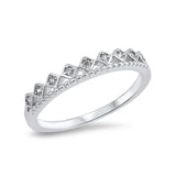 4mm half eternity wedding band round Simulated cubic zirconia 925 sterling silver