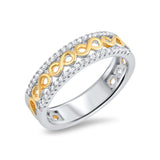 6mm Infinity Wedding Band Yellow Gold Tone Round Cubic Zirconia 925 Sterling Silver