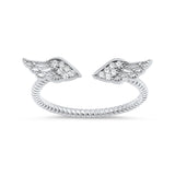 Rope Design Angel Wings Wedding Band Round Shape Cubic Zirconia 925 Sterling Silver