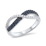 Infinity Crisscross Ring 925 Sterling Silver Round CZ Choose Color - Blue Apple Jewelry