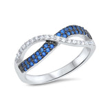Infinity Crisscross Ring 925 Sterling Silver Round CZ Choose Color - Blue Apple Jewelry
