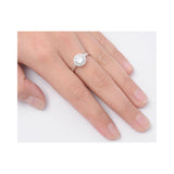 Halo Dazzling Wedding Set Ring Round Shape Cubic Zirconia 925 Sterling Silver - Blue Apple Jewelry