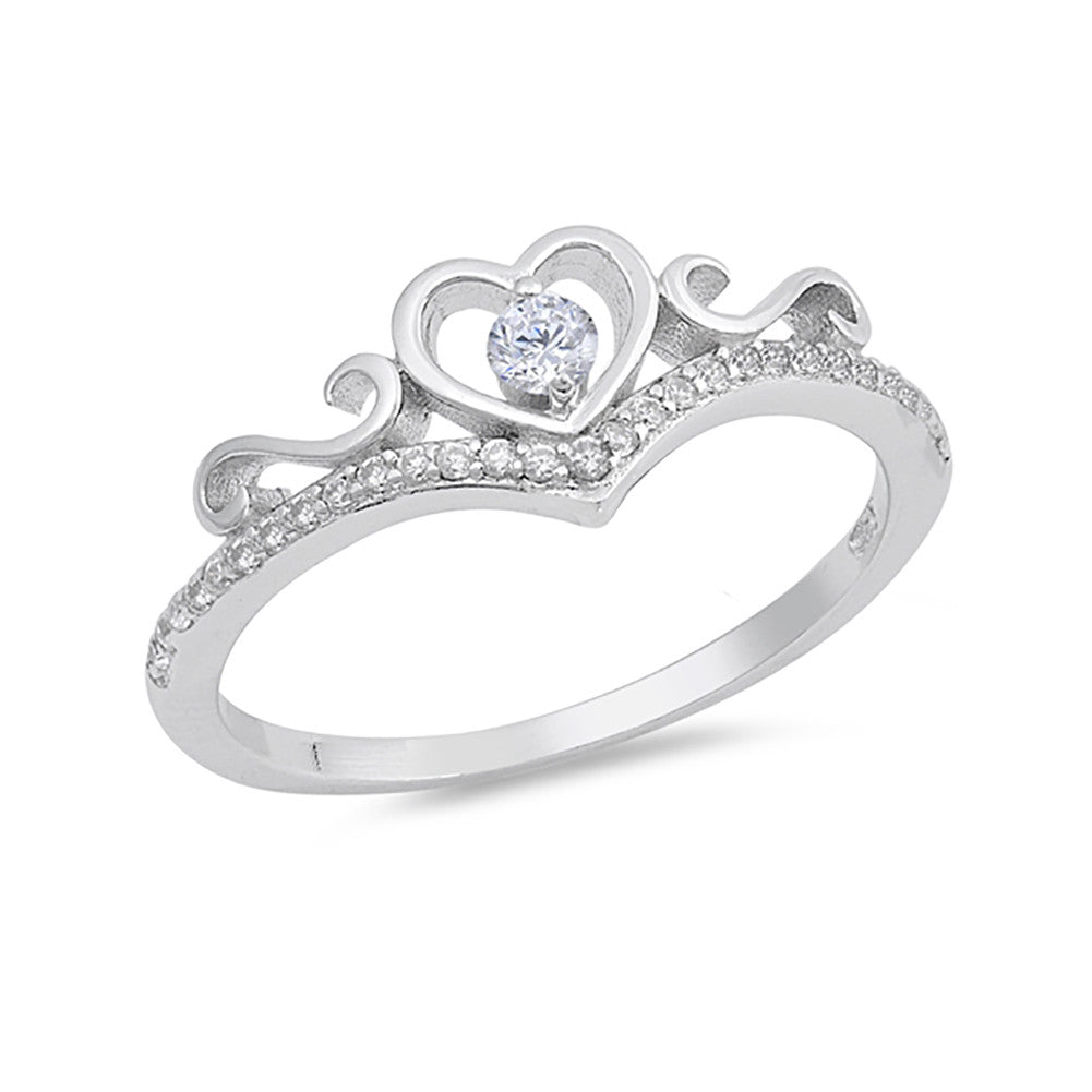 Half Eternity Engagement Ring Round Cubic Zirconia 925 Sterling Silver - Blue Apple Jewelry