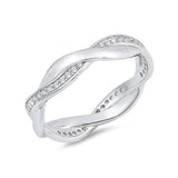 5mm Full Eternity Wedding Braided Band Ring Round Shape Cubic Zirconia 925 Sterling Silver - Blue Apple Jewelry