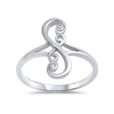 Fashion Swirl Filigree Design Ring Round Cubic Zirconia 925 Sterling Silver - Blue Apple Jewelry