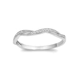 Half Eternity Twisted Band Ring Crisscross Round 925 Sterling Silver