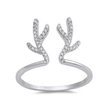 Reindeer Antlers Band Round Simulated Cubic Zirconia 925 Sterling Silver - Blue Apple Jewelry