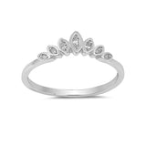 Fashion Crown Eternity V Design Chevron Midi Thumb Ring Band Round Cubic Zirconia 925 Sterling Silver - Blue Apple Jewelry