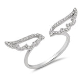 Angel Wing Cuff Ring Round Simulated Cubic Zirconia 925 Sterling Silver Choose Color