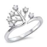 Tree Cuff Ring Round Simulated Cubic Zirconia 925 Sterling Silver Choose Color