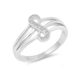 Vertical Infinity Ring Triple Split Shank Round Cubic Zirconia 925 Sterling Silver