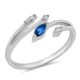 Fashion Ring Marquise Simulated Blue Sapphire Round Cubic Zirconia 925 Sterling Silver Choose Color