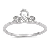 Fashion Crown Ring Round Simulated Cubic Zirconia 925 Sterling Silver King Queen Crown Choose Color