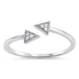 Fashion Cuff Triangle Ring Round Simulated Cubic Zirconia 925 Sterling Silver Wrap Choose Color