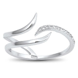 Fashion Cuff Ring Round Simulated Cubic Zirconia 925 Sterling Silver Wrap Choose Color