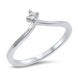 Midi Ring V Band Round Simulated Cubic Zirconia Chevron 925 Sterling Silver Thumb Ring Choose Color