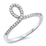 Fashion Loop Ring Round Pave Simulated Cubic Zirconia 925 Sterling Silver