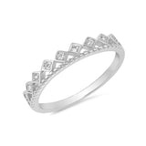 3mm Half Eternity Band Ring Crown Design Round Cubic Zirconia 925 Sterling Silver - Blue Apple Jewelry
