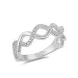 6mm Half Eternity Crisscross Infinity Band Ring Round Cubic Zirconia 925 Sterling Silver - Blue Apple Jewelry