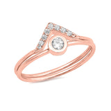8mm Solitaire V Set Wedding Band 925 Sterling Silver Round Shape CZ Choose Color - Blue Apple Jewelry