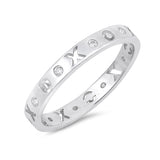 3mm XOXO Eternity Wedding Band 925 Sterling Silver Round CZ