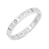 3mm LOVE Wedding Band 925 Sterling Silver Round CZ Choose Color - Blue Apple Jewelry